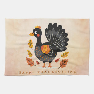 Cute Turkey Happy Thanksgiving Kitchen Towel