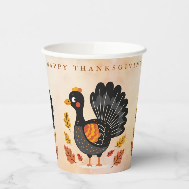 Cute Turkey Happy Thanksgiving Paper Cups (Left)