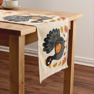 Cute Turkey Happy Thanksgiving Table Runner