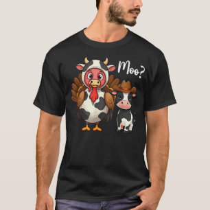 Cute Turkey Moo Cow Funny Turkey Trot Outfit Thank T-Shirt