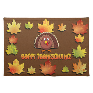 Cute Turkey on Thanksgiving Cloth Placemat