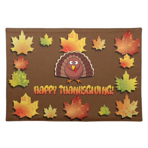 Cute Turkey on Thanksgiving Cloth Placemat