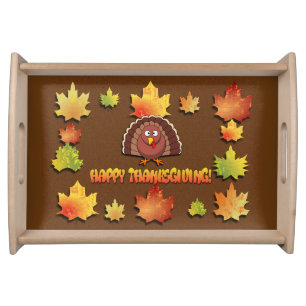 Cute Turkey on Thanksgiving Serving Tray