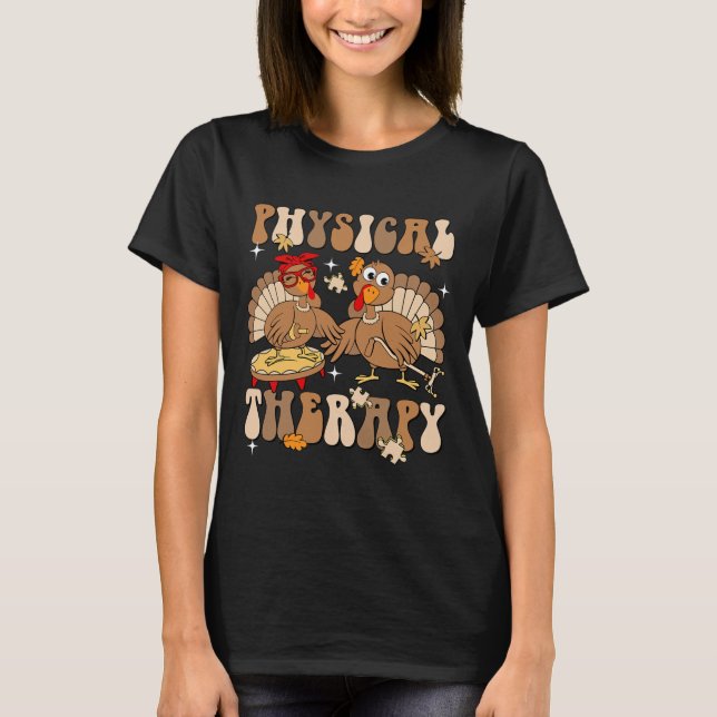 Cute Turkey Physical Therapy Pt Pta Fall Autumn Th T-Shirt (Front)