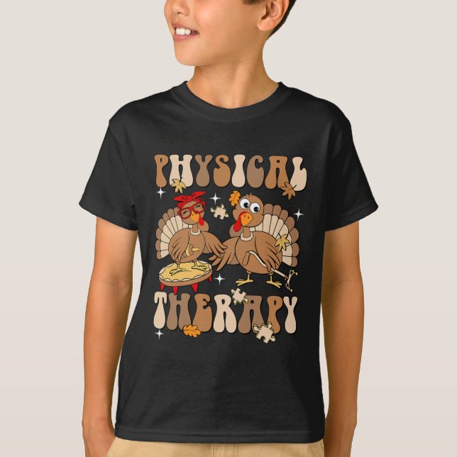 Cute Turkey Physical Therapy Pt Pta Fall Autumn Th T-Shirt (Front)