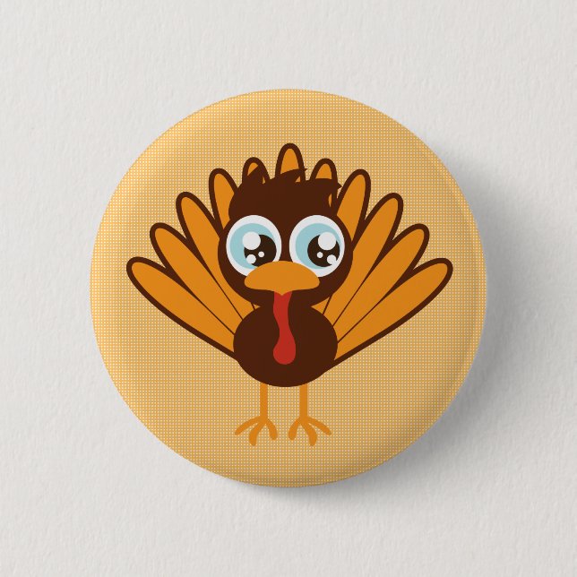 Cute Turkey Pinback Button (Front)