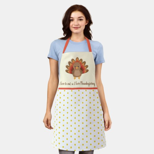 Cute turkey polka dots apron custom text