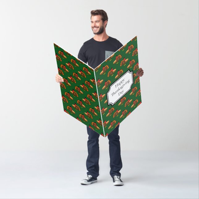 Cute Turkey Pumpkin Pie Thanksgiving | Personalize Card (In Situ)