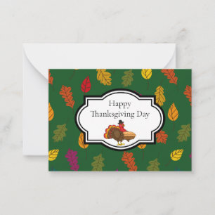 Cute Turkey Pumpkin Pie Thanksgiving Personalize Note Card