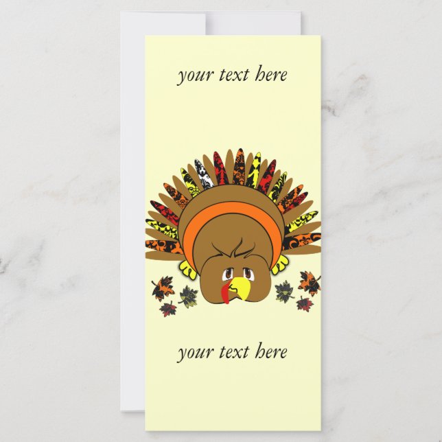 Cute Turkey Rack Card Choose Background Color (Front)