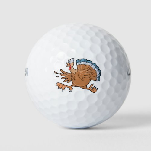 cute turkey running golf ball