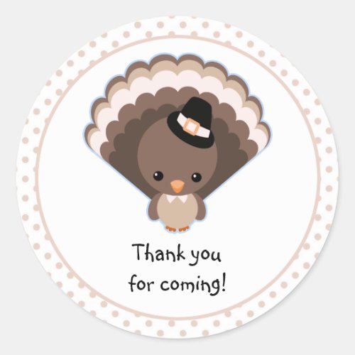 Cute Turkey Thank You Classic Round Sticker