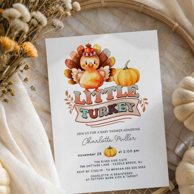 Cute Turkey Thanksgiving Baby Shower Invitation (Creator Uploaded)