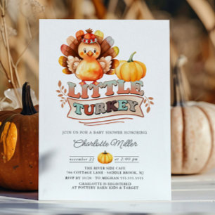 Cute Turkey Thanksgiving Baby Shower Invitation