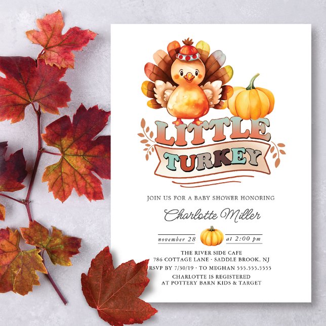 Cute Turkey Thanksgiving Baby Shower Invitation (Creator Uploaded)