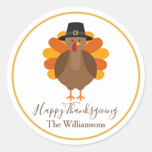 Thanksgiving Football Turkey Running Classic Round Sticker, Zazzle