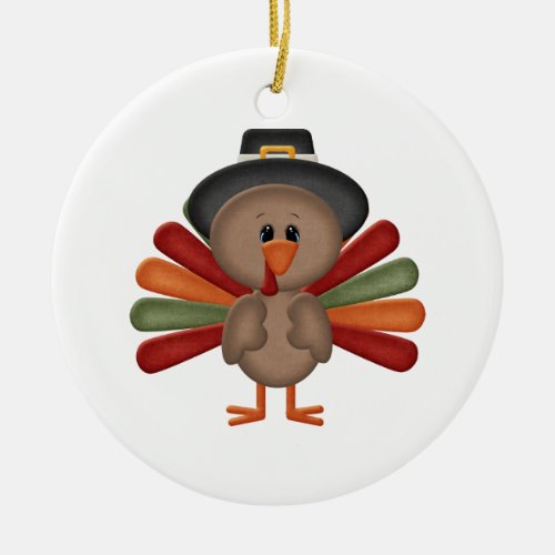 Cute Turkey Thanksgiving customizable Ceramic Ornament