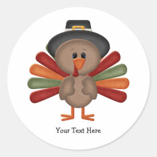 Cute Turkey Thanksgiving (customizable) Classic Round Sticker