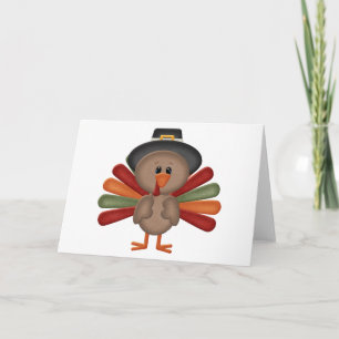 Cute Turkey Thanksgiving (customizable) Holiday Card