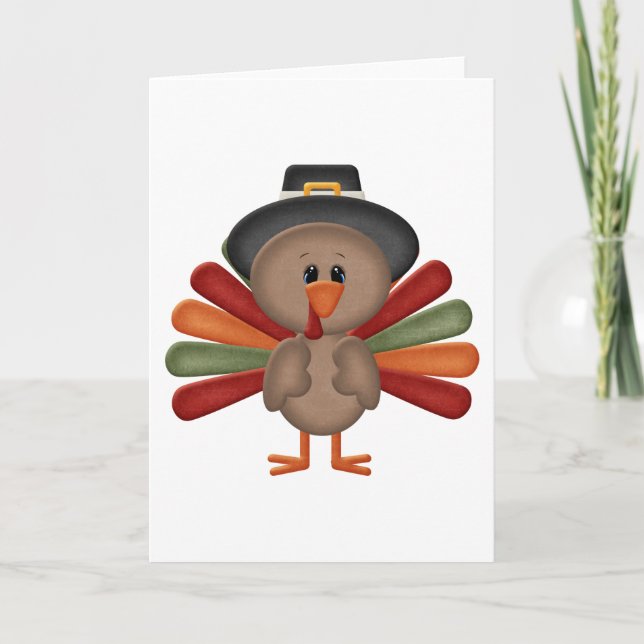 Cute Turkey Thanksgiving (customizable) Holiday Card (Front)