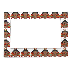 Cute Turkey Thanksgiving (customizable) Magnetic Picture Frame