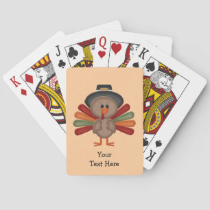 Cute Turkey Thanksgiving (customizable) Poker Cards