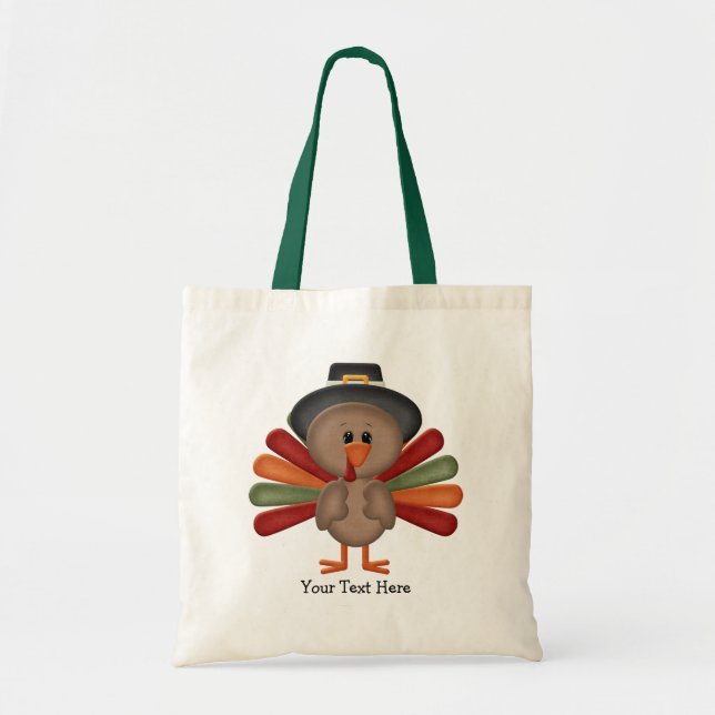 Cute Turkey Thanksgiving (customizable) Tote Bag (Front)