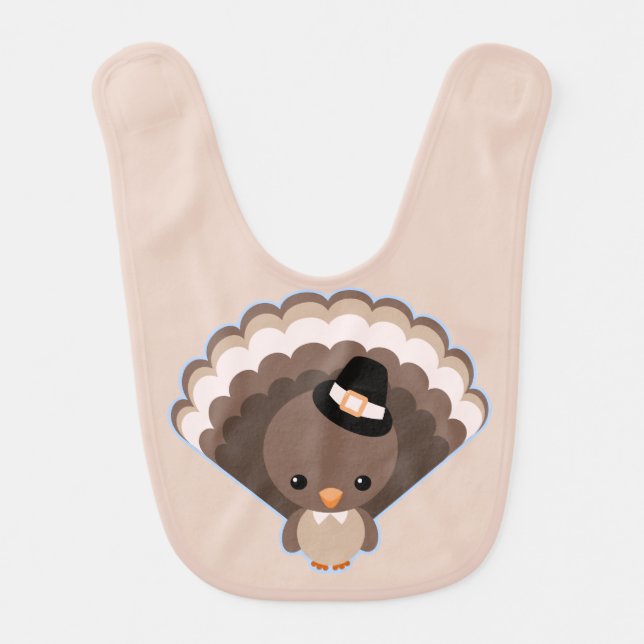 Cute Turkey Thanksgiving Day Bib (Front)