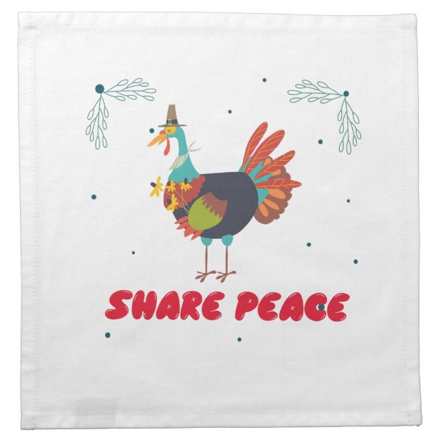 Cute Turkey Thanksgiving day Cloth Napkin (Front)