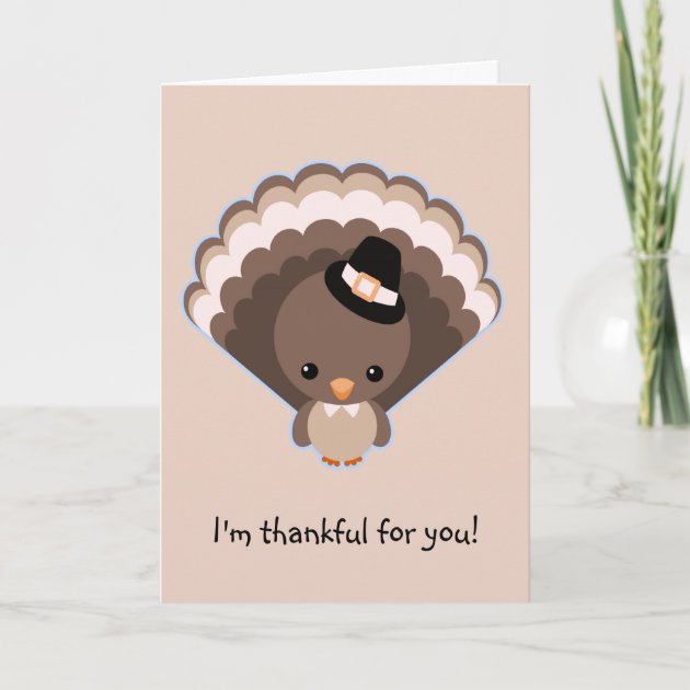 Cute Turkey Thanksgiving Day Holiday Card