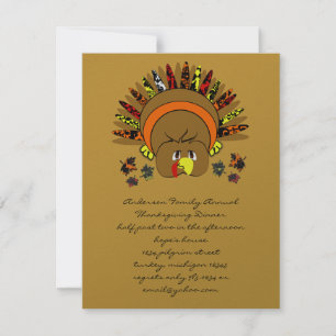 Cute Turkey Thanksgiving Dinner Invitation