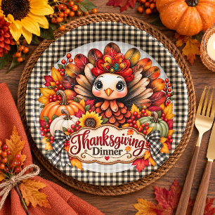 Cute Turkey Thanksgiving Dinner Paper Plates