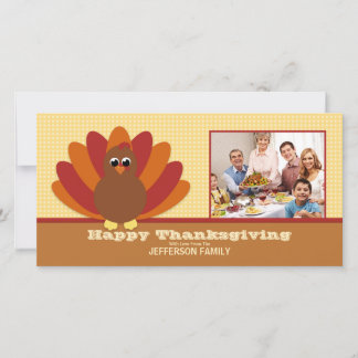 Cute Turkey Thanksgiving Family Photo Card