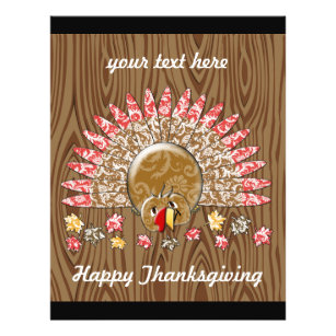 Cute Turkey Thanksgiving Flyer Wood Grain