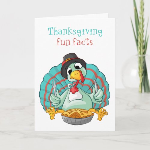 Cute Turkey  Thanksgiving Fun Facts Card