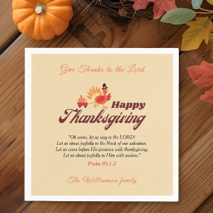 Cute Turkey Thanksgiving Give Thanks to the Lord Napkins