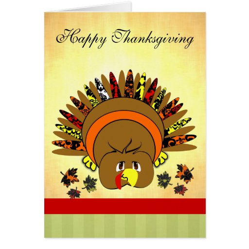 Cute Turkey Thanksgiving Greeting Card | Zazzle