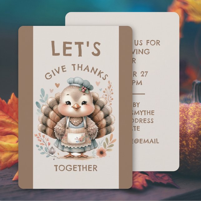 Cute Turkey Thanksgiving Holiday Dinner Invitation (Creator Uploaded)