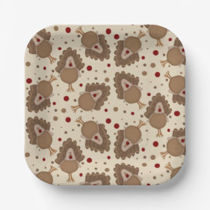 Cute Turkey Thanksgiving Paper Plates
