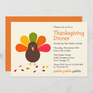 Cute Turkey Thanksgiving Party Invitation