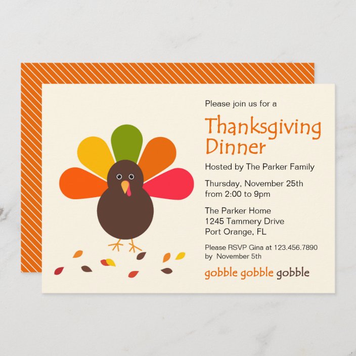 Cute Turkey Thanksgiving Party Invitation | Zazzle.com