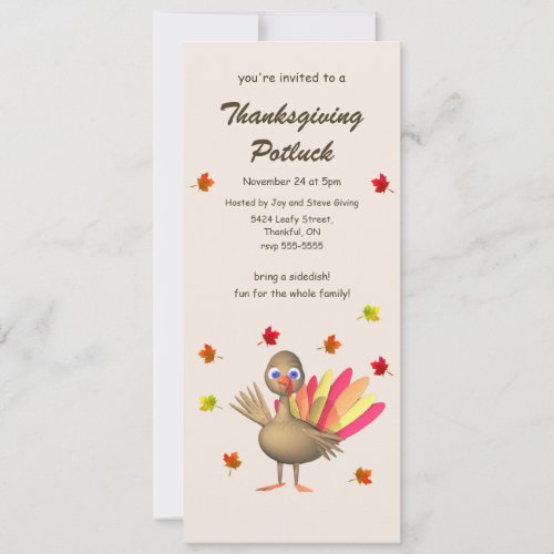 Cute Turkey Thanksgiving Potluck Invitation