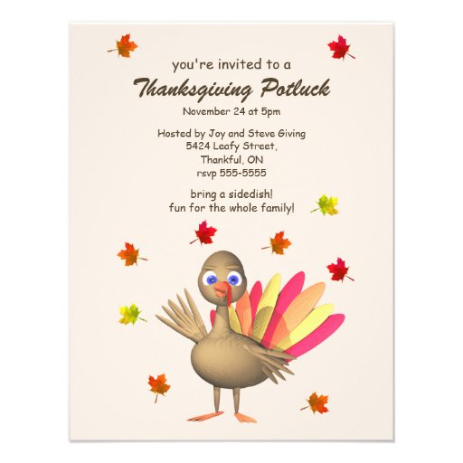 Cute Turkey Thanksgiving Potluck Announcement