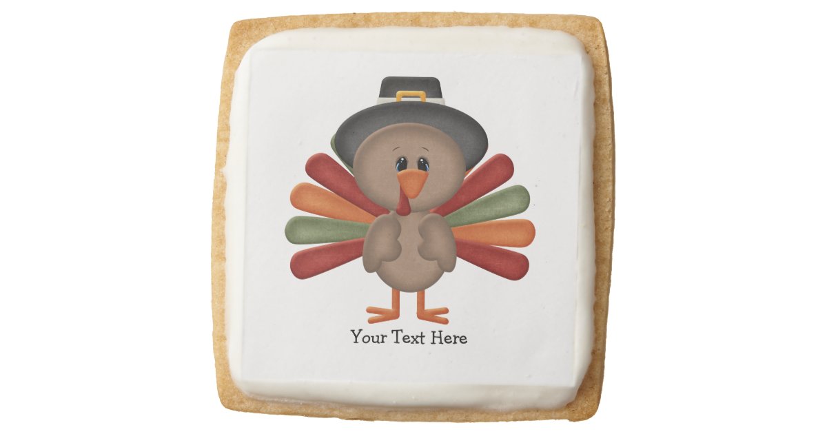 Cute Turkey Thanksgiving Square Shortbread Cookie | Zazzle.com