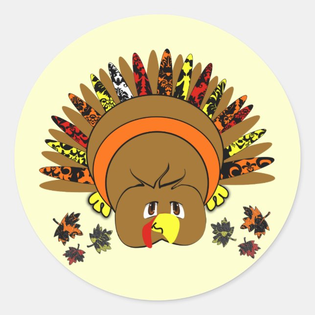Cute Turkey Thanksgiving Stickers (Front)
