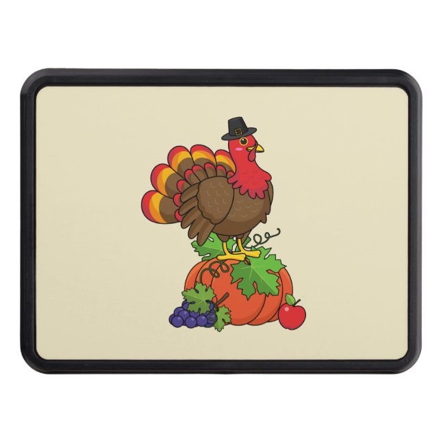 Cute Turkey with Harvest Thanksgiving Hitch Cover (Front)