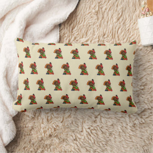 Cute Turkey with Harvest Thanksgiving Lumbar Pillow