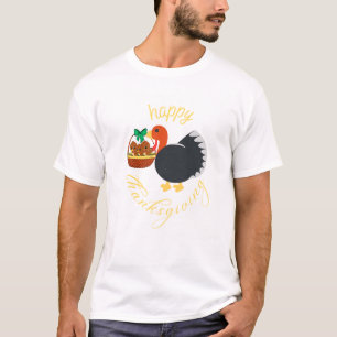 Cute turkey with his babies thanksgiving T-shirt