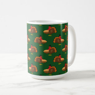 Cute Turkey with Pumpkin Pie Thanksgiving Coffee Mug