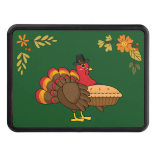 Cute Turkey with Pumpkin Pie Thanksgiving Hitch Cover